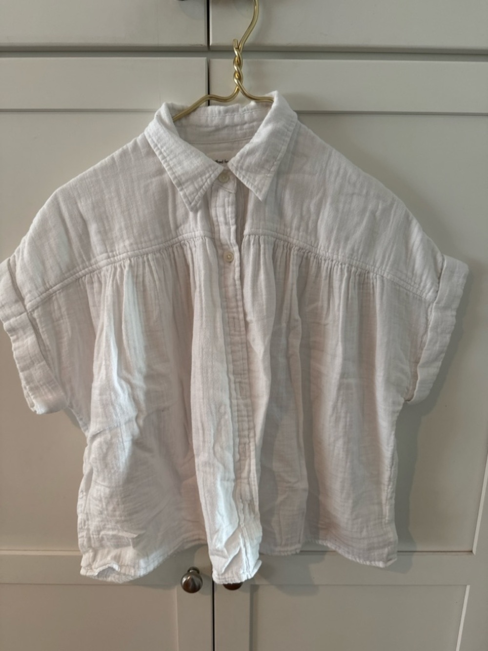 Wilfred White Short-Sleeve Button-Front Gauze Top